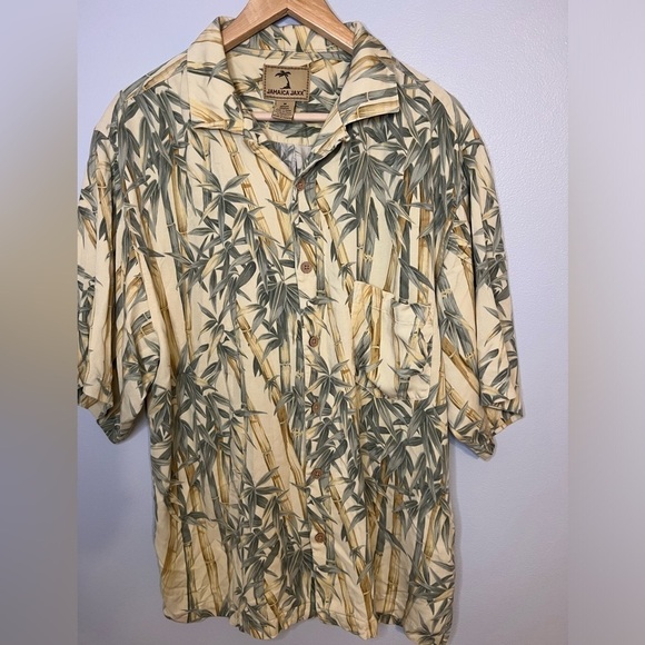 Jamaica Jaxx Mens Short Sleeve Silk Button Down Shirt Hawaiian Vacation Size M - Picture 2 of 8